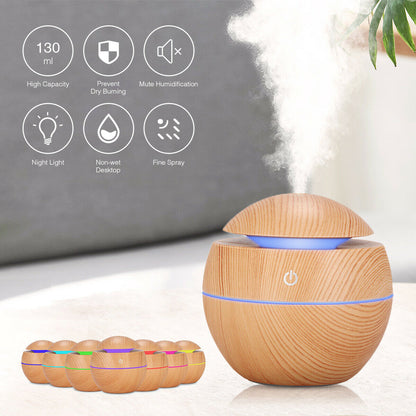 USB Aroma Humidifier & Essential Oil Diffuser with 7-Color LED