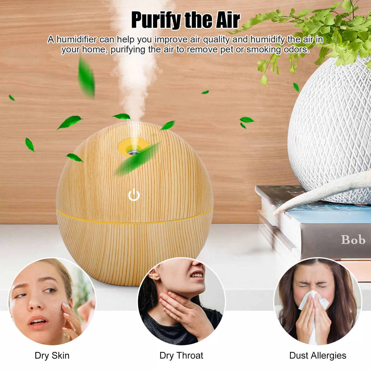 USB Aroma Humidifier & Essential Oil Diffuser with 7-Color LED