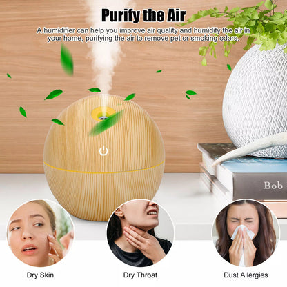 USB Aroma Humidifier & Essential Oil Diffuser with 7-Color LED