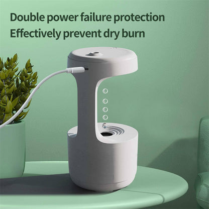 Anti-Gravity Humidifier with Clock & Backflow Aroma Diffuser for Bedroom & Office