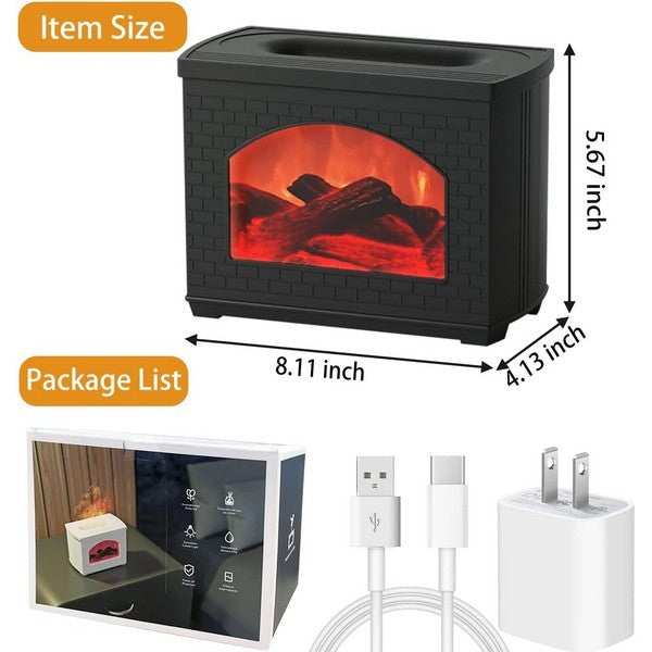 Flame Humidifier & Essential Oil Diffuser with Fireplace Light for Bedroom